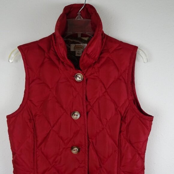 Talbots Puffer Vest Women's Size S Red Down Insulated Winter - Picture 2 of 10
